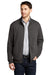 Port Authority K809 Mens Interlock Full Zip Jacket Heather Charcoal Grey/Heather Medium Grey Model Front