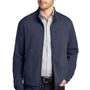 Port Authority Mens Interlock Full Zip Jacket - Heather Estate Blue/Heather Charcoal Grey