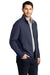 Port Authority K809 Mens Interlock Full Zip Jacket Heather Estate Blue/Heather Charcoal Grey Model 3q