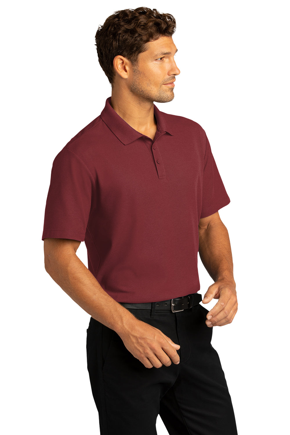 Port Authority K810 Mens React SuperPro Snag Resistant Short Sleeve Polo Shirt Burgundy Model 3q