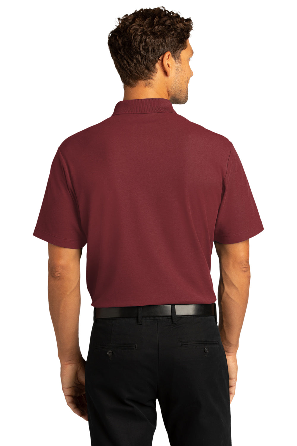 Port Authority K810 Mens React SuperPro Snag Resistant Short Sleeve Polo Shirt Burgundy Model Back