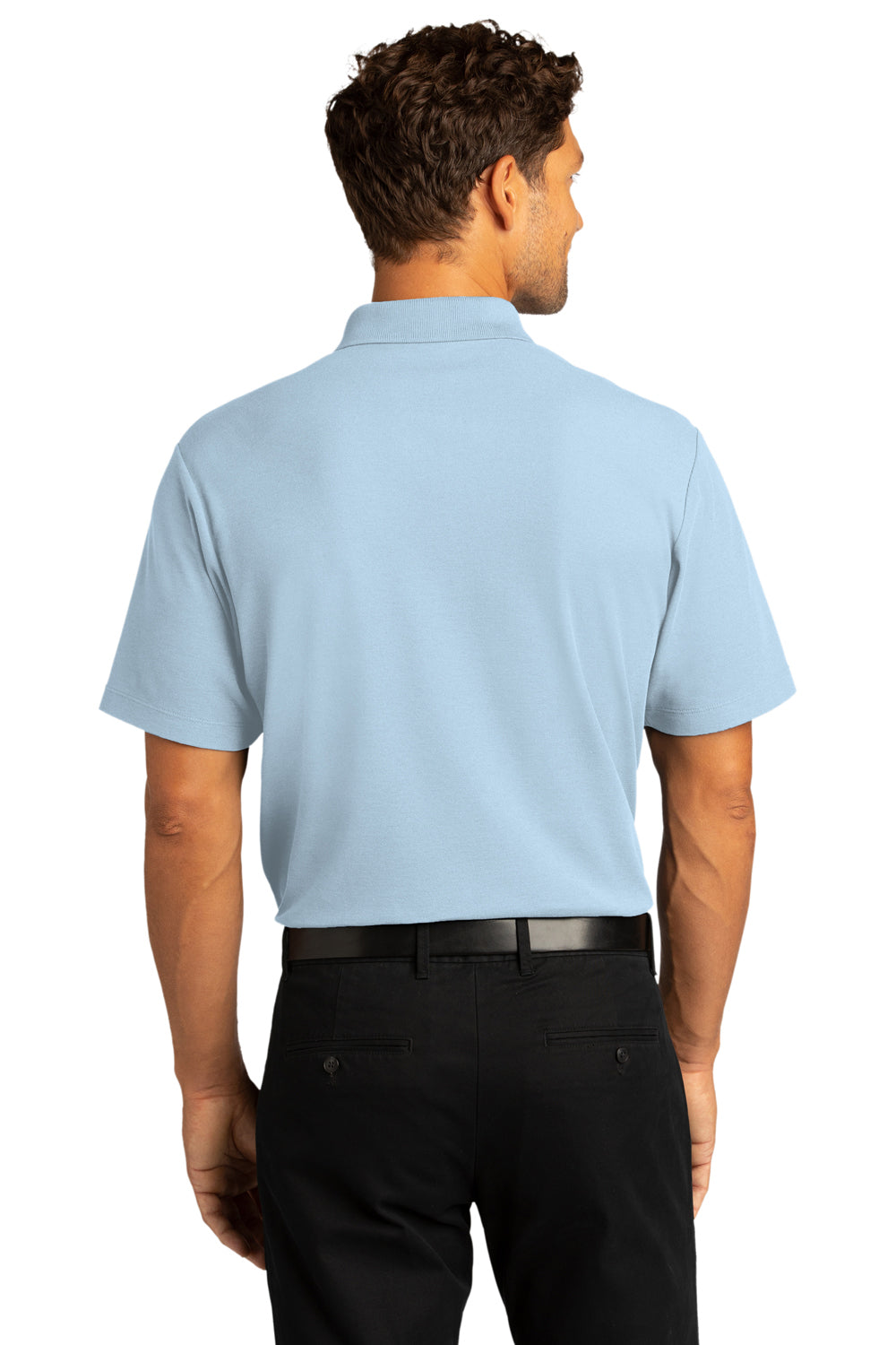 Port Authority K810 Mens React SuperPro Snag Resistant Short Sleeve Polo Shirt Cloud Blue Model Back