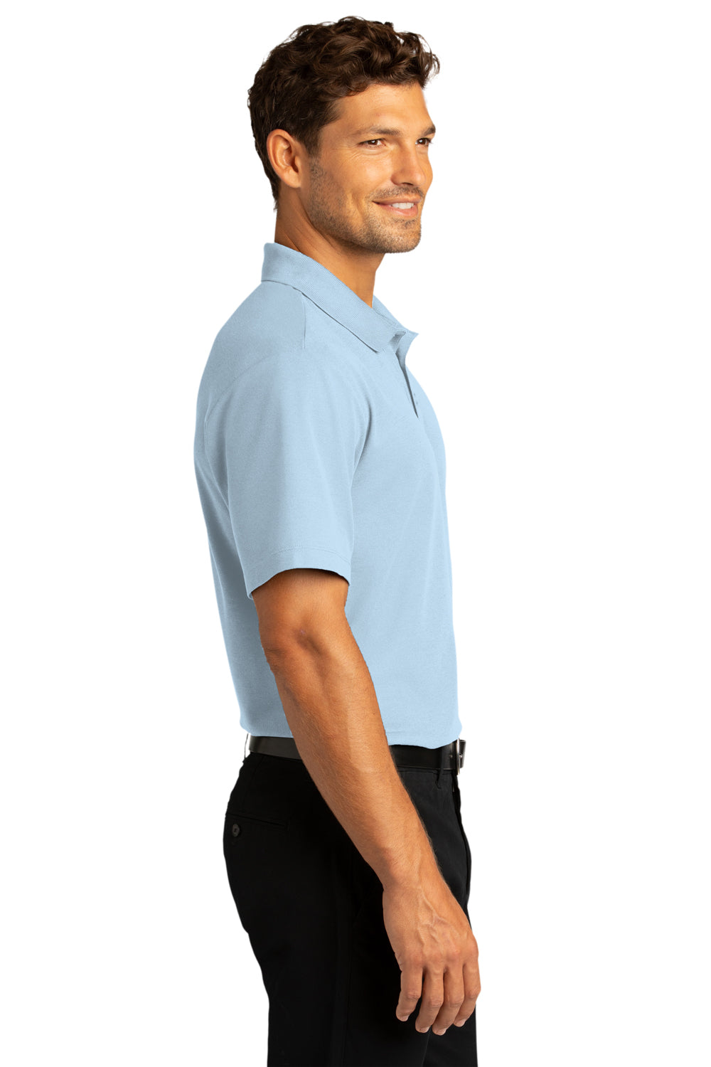 Port Authority K810 Mens React SuperPro Snag Resistant Short Sleeve Polo Shirt Cloud Blue Model Side