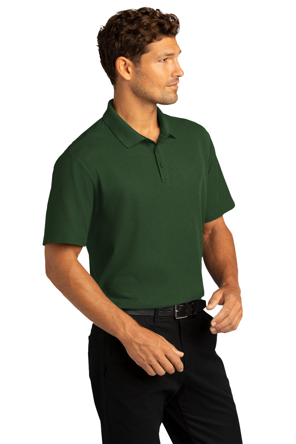 Port Authority K810 Mens React SuperPro Snag Resistant Short Sleeve Polo Shirt Dark Green Model 3q