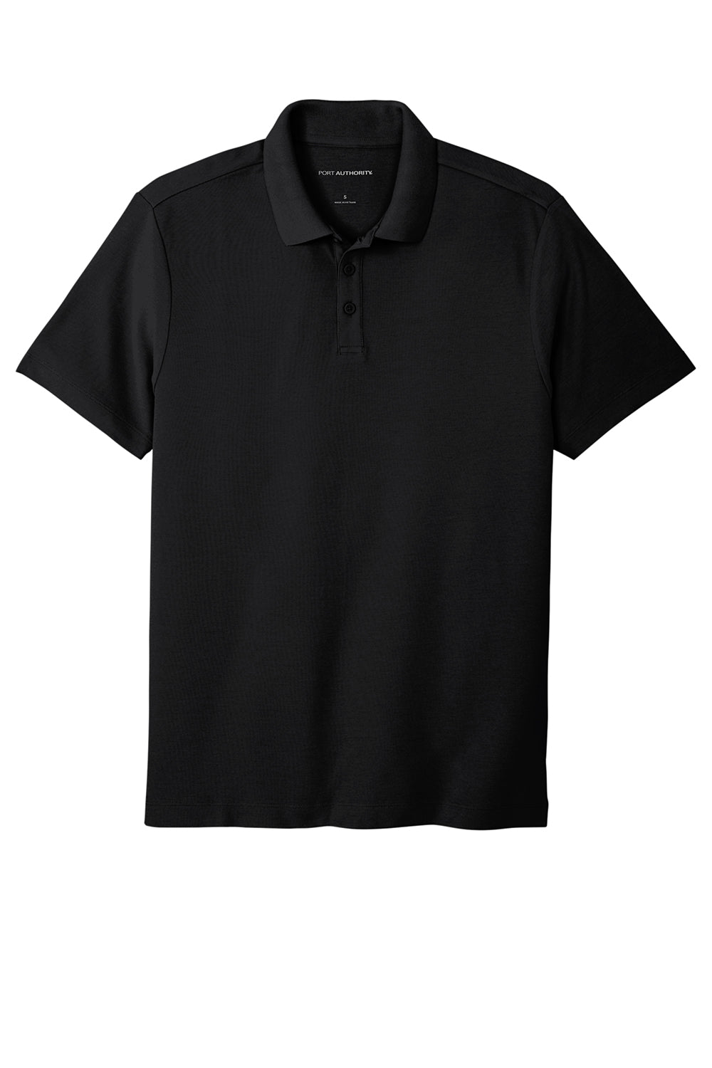 Port Authority K810 Mens React SuperPro Snag Resistant Short Sleeve Polo Shirt Deep Black Flat Front