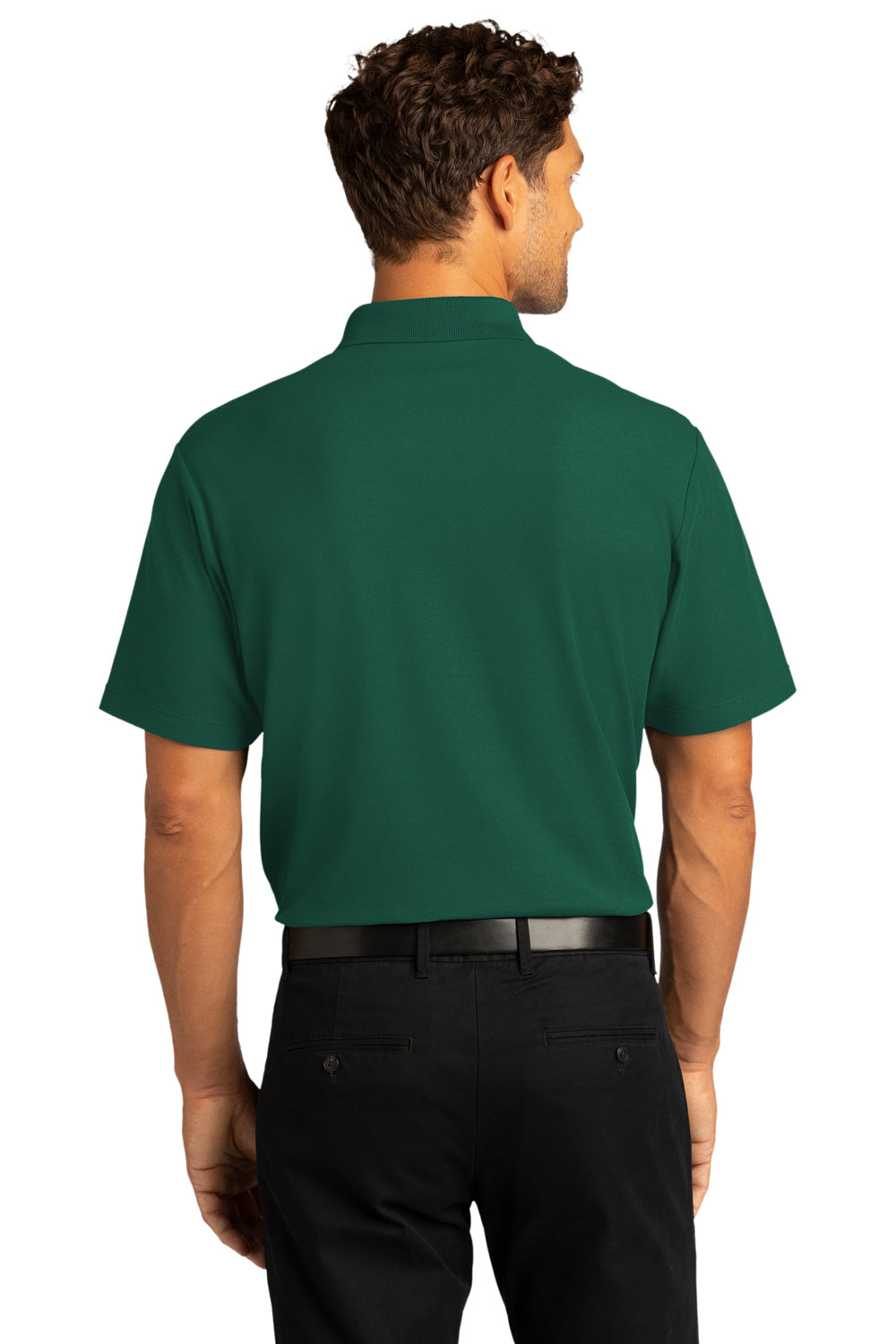 Port Authority K810 Mens React SuperPro Snag Resistant Short Sleeve Polo Shirt Marine Green Model Back