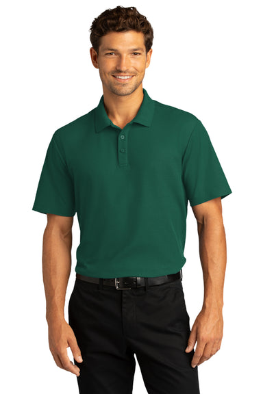 Port Authority K810 Mens React SuperPro Snag Resistant Short Sleeve Polo Shirt Marine Green Model Front