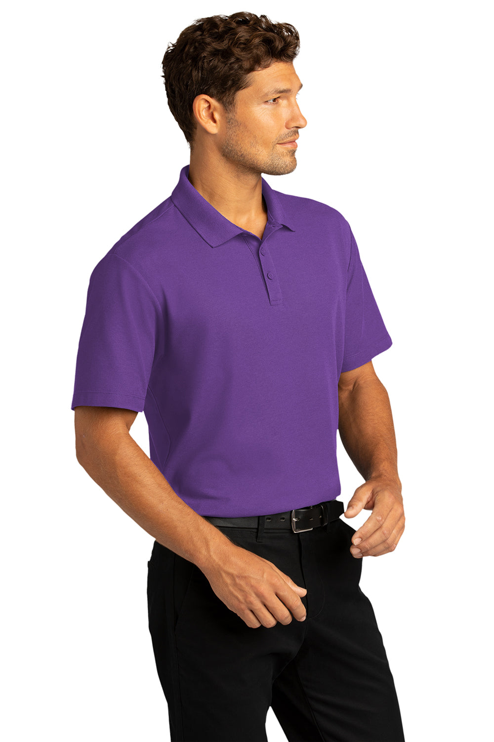 Port Authority K810 Mens React SuperPro Snag Resistant Short Sleeve Polo Shirt Purple Model 3q