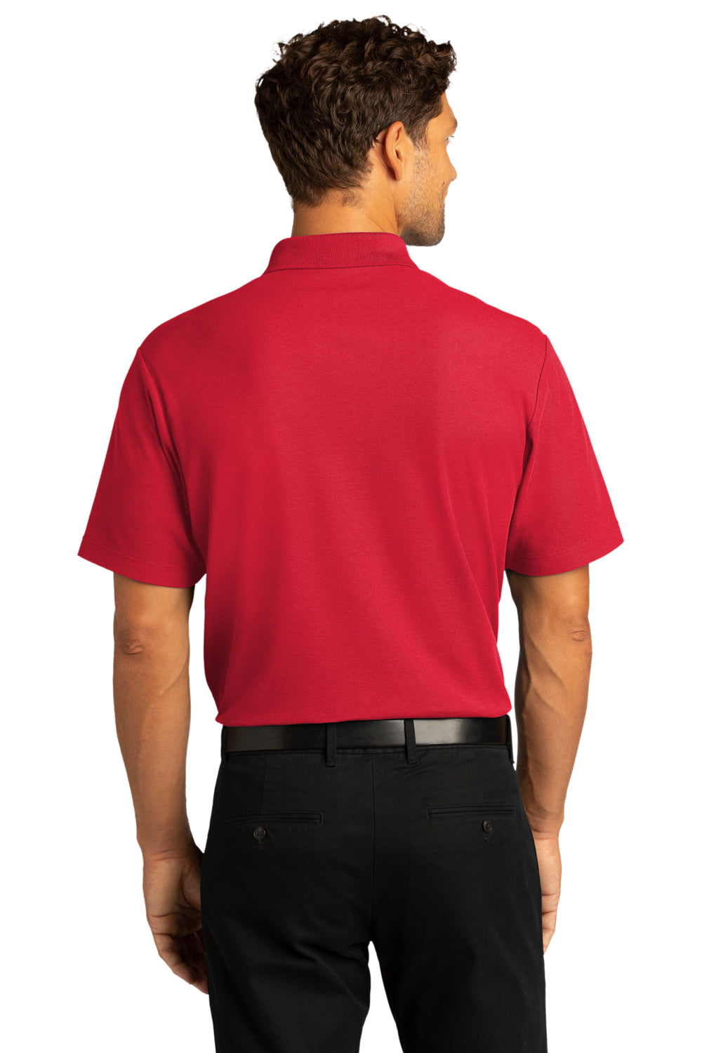 Port Authority K810 Mens React SuperPro Snag Resistant Short Sleeve Polo Shirt Rich Red Model Back