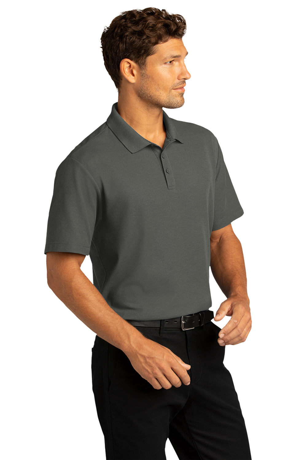 Port Authority K810 Mens React SuperPro Snag Resistant Short Sleeve Polo Shirt Storm Grey Model 3q