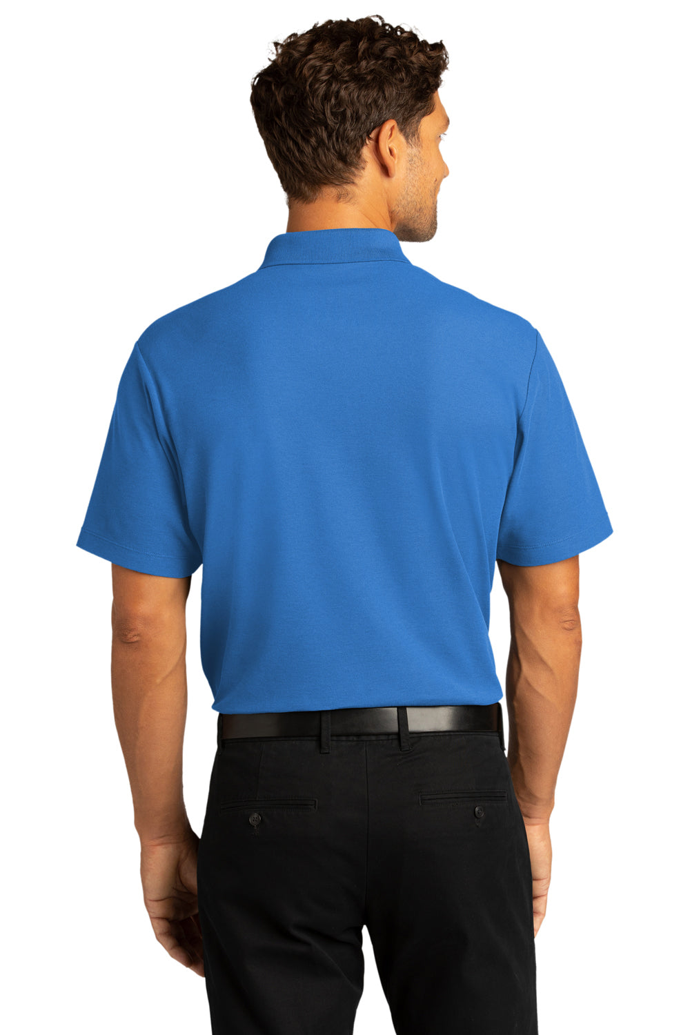 Port Authority K810 Mens React SuperPro Snag Resistant Short Sleeve Polo Shirt Strong Blue Model Back