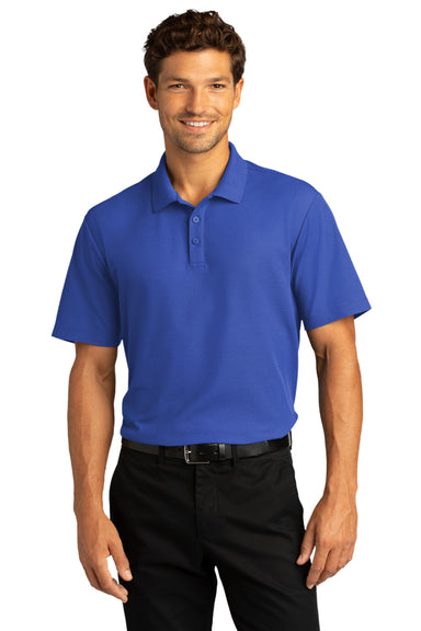 Port Authority K810 Mens React SuperPro Snag Resistant Short Sleeve Polo Shirt True Royal Blue Model Front