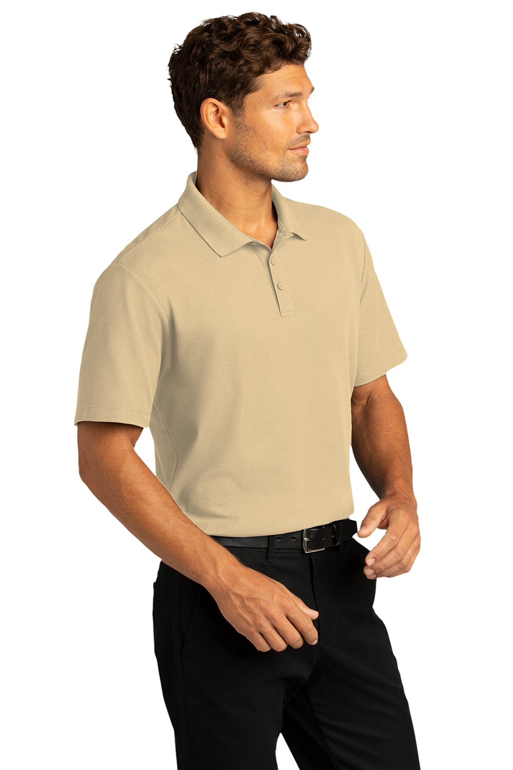 Port Authority K810 Mens React SuperPro Snag Resistant Short Sleeve Polo Shirt Wheat Model 3q