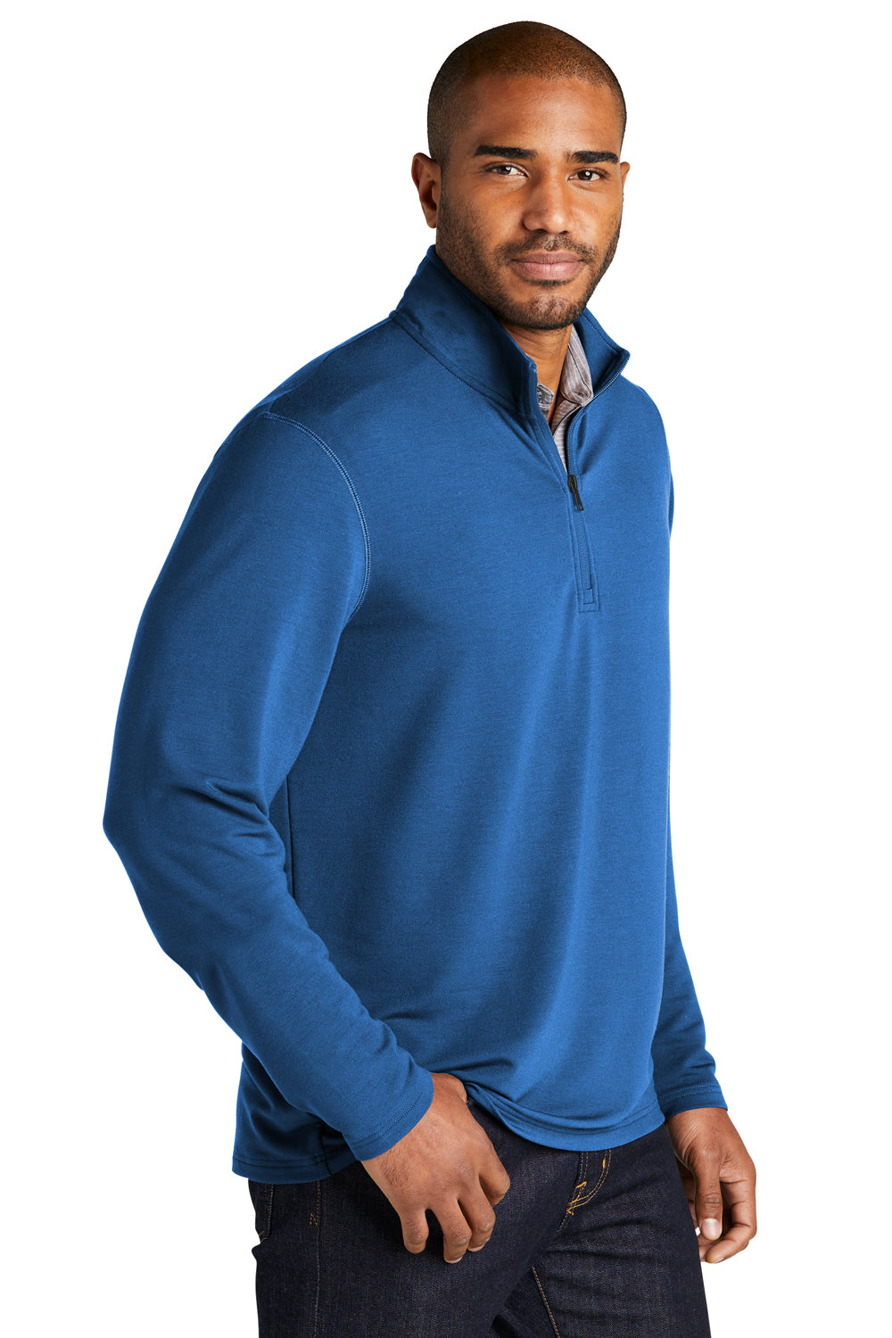 Port Authority K825 Mens Microterry Snag Resistant 1/4 Zip Sweatshirt Aegean Blue Model 3q