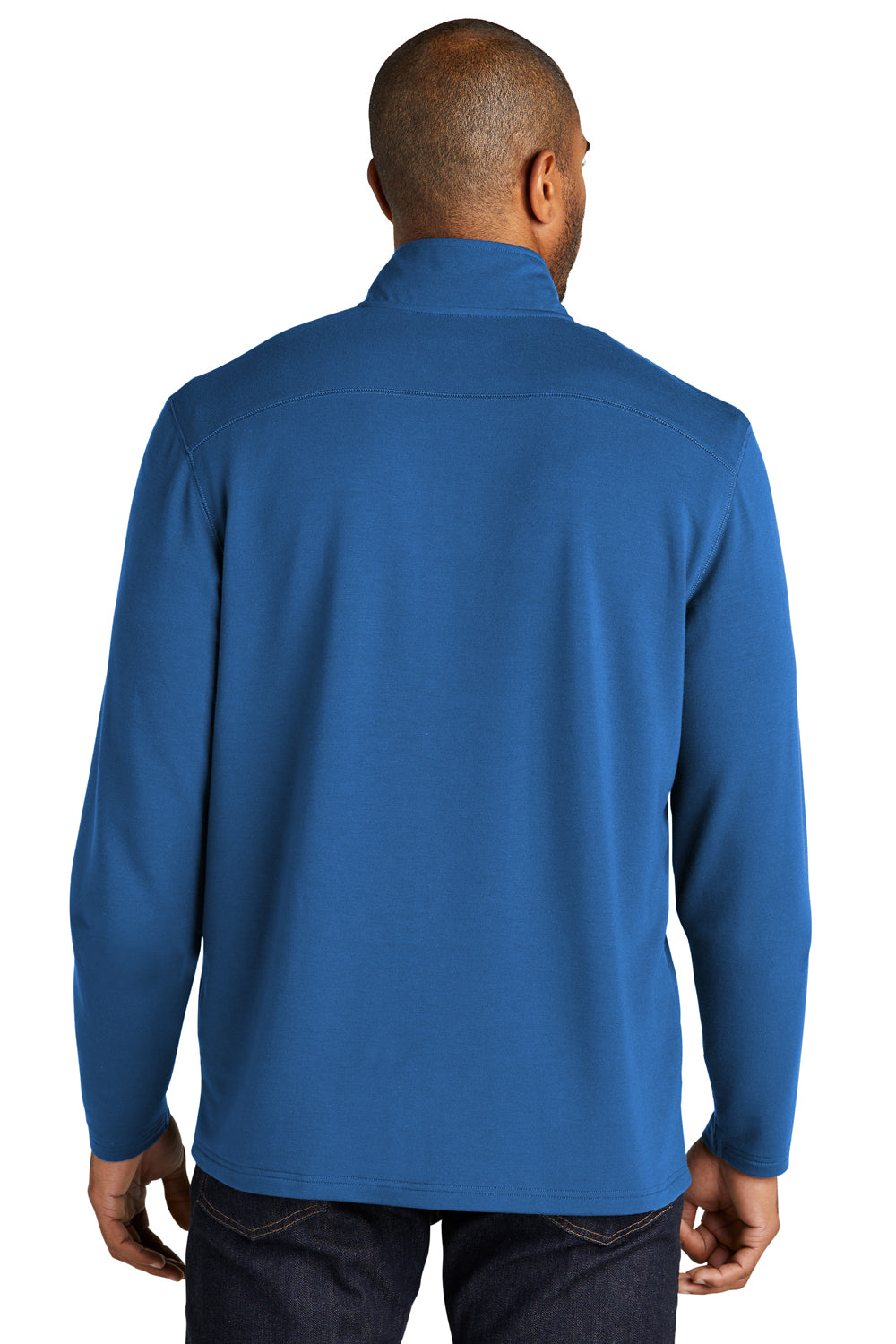 Port Authority K825 Mens Microterry Snag Resistant 1/4 Zip Sweatshirt Aegean Blue Model Back