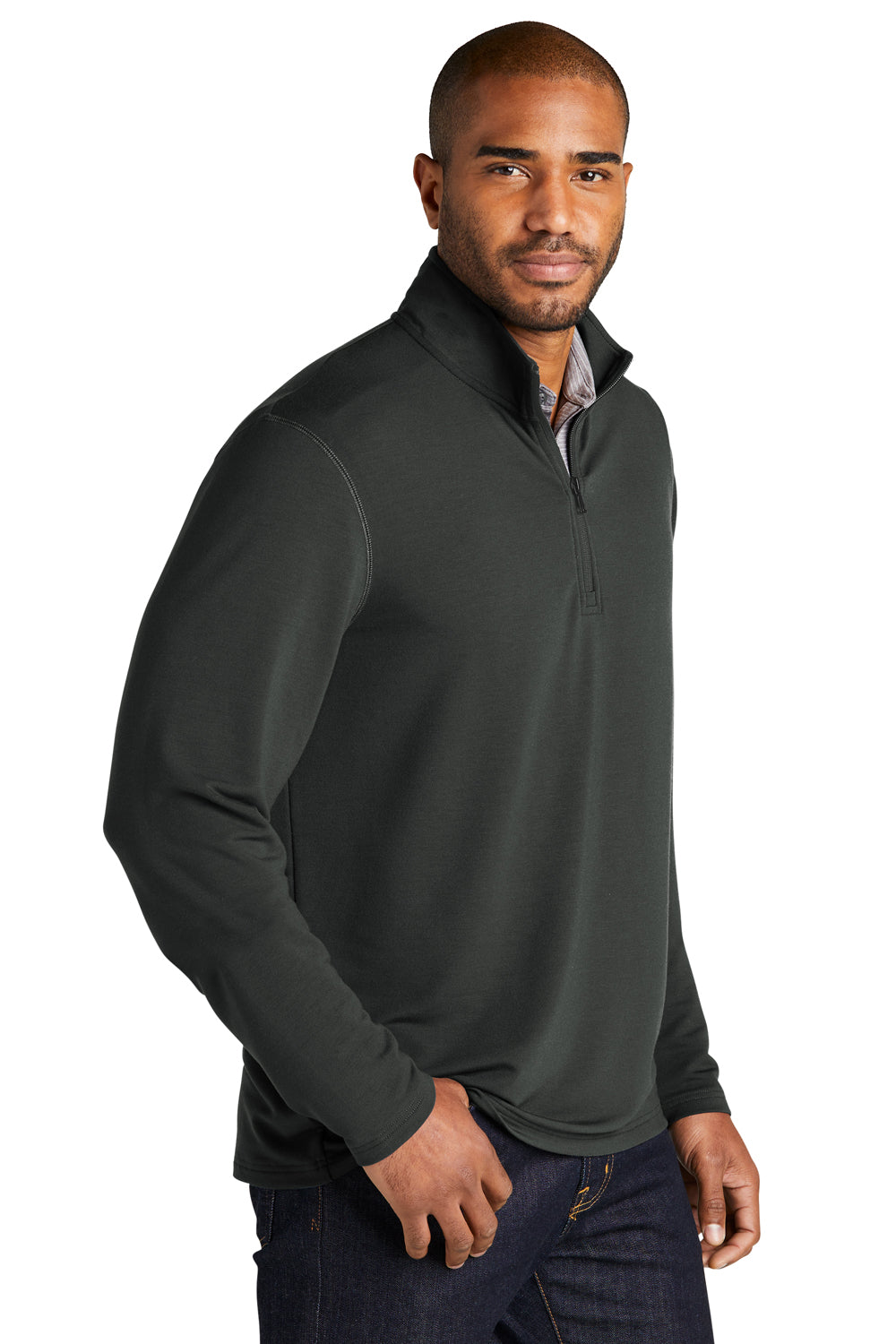 Port Authority K825 Mens Microterry Snag Resistant 1/4 Zip Sweatshirt Charcoal Grey Model 3q