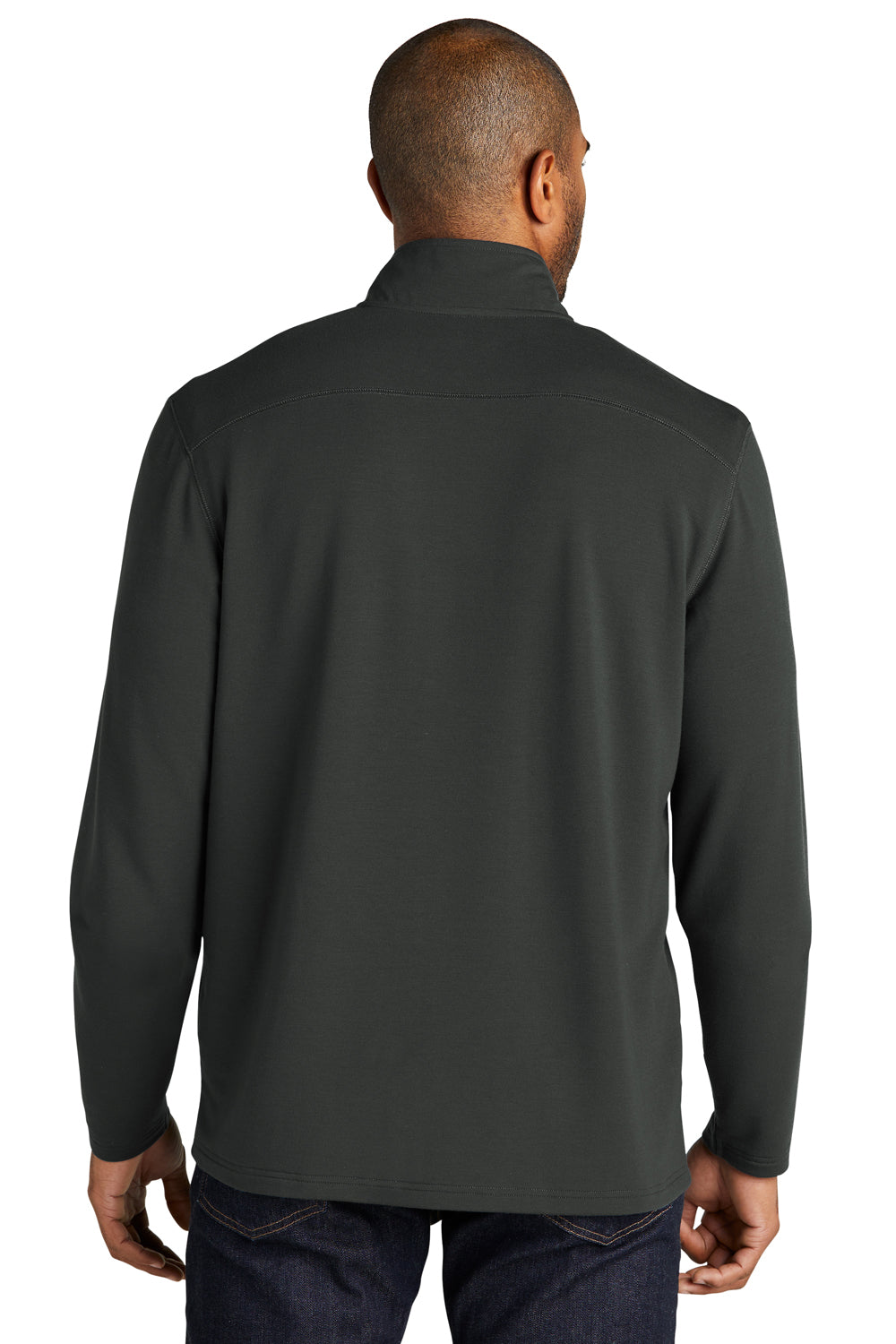 Port Authority K825 Mens Microterry Snag Resistant 1/4 Zip Sweatshirt Charcoal Grey Model Back