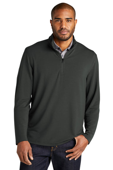 Port Authority K825 Mens Microterry Snag Resistant 1/4 Zip Sweatshirt Charcoal Grey Model Front