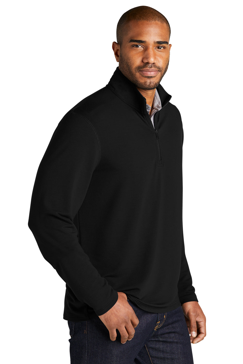 Port Authority K825 Mens Microterry Snag Resistant 1/4 Zip Sweatshirt Deep Black Model 3q