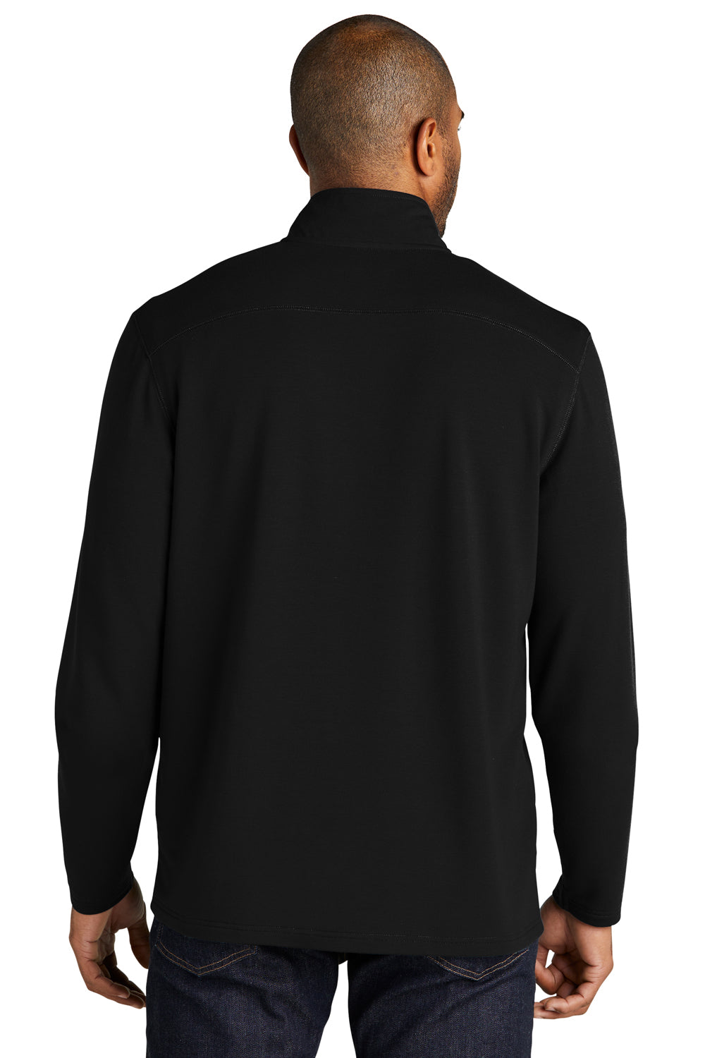 Port Authority K825 Mens Microterry Snag Resistant 1/4 Zip Sweatshirt Deep Black Model Back