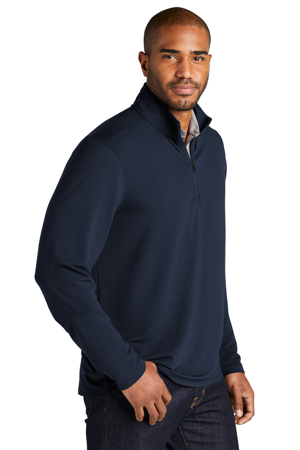 Port Authority K825 Mens Microterry Snag Resistant 1/4 Zip Sweatshirt River Navy Blue Model 3q