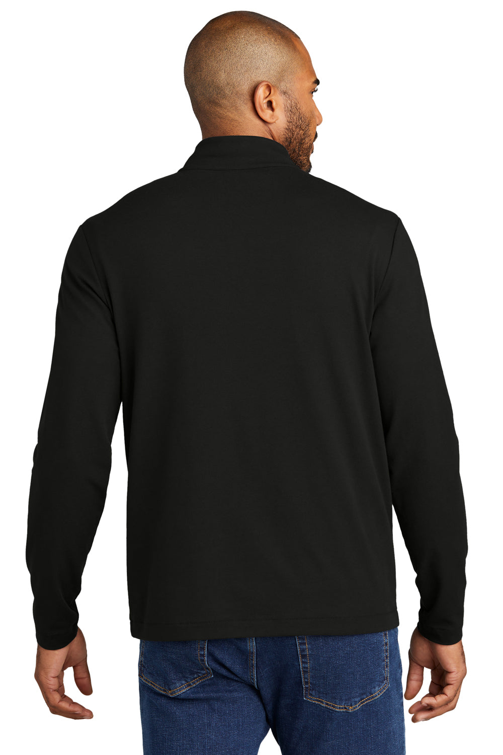 Port Authority K829 Mens Fairway 1/4 Zip Sweatshirt Deep Black Model Back