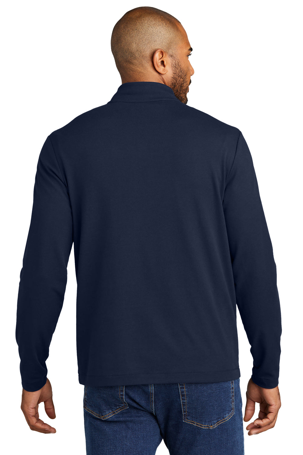 Port Authority K829 Mens Fairway 1/4 Zip Sweatshirt River Navy Blue Model Back