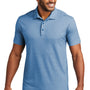 Port Authority Mens Fine Pique Moisture Wicking Short Sleeve Polo Shirt - Heather Aegean Blue