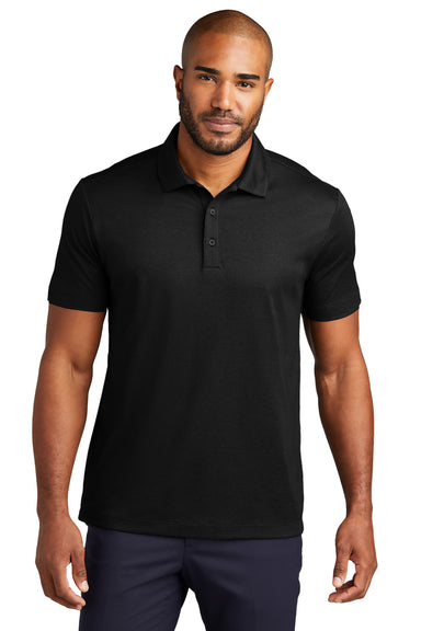 Port Authority K830 Mens Fine Pique Moisture Wicking Short Sleeve Polo Shirt Heather Black Model Front