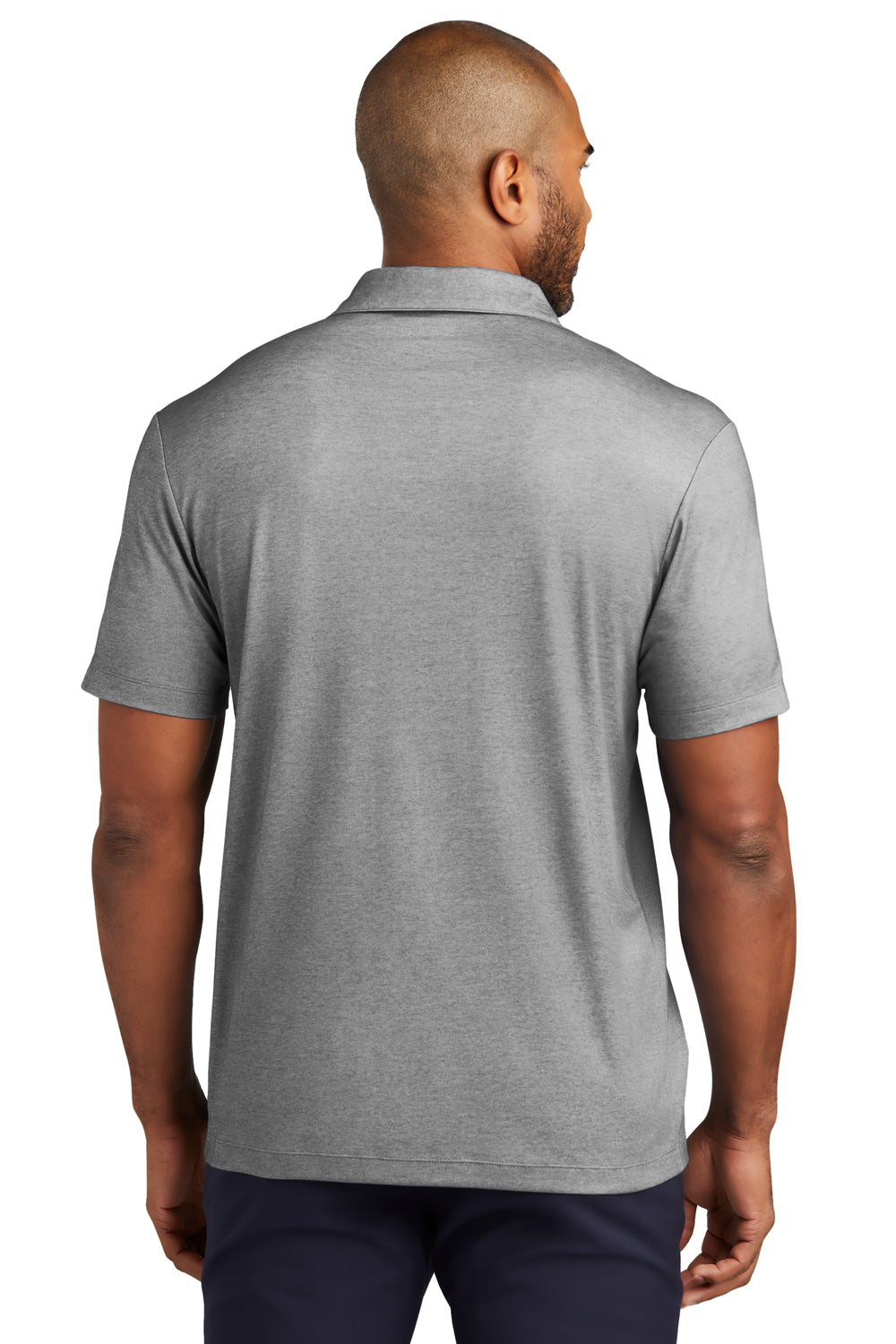 Port Authority K830 Mens Fine Pique Moisture Wicking Short Sleeve Polo Shirt Heather Charcoal Grey Model Back