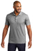 Port Authority K830 Mens Fine Pique Moisture Wicking Short Sleeve Polo Shirt Heather Charcoal Grey Model Front