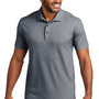 Port Authority Mens Fine Pique Moisture Wicking Short Sleeve Polo Shirt - Heather River Navy Blue