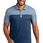 Port Authority Mens Fine Pique Blocked Moisture Wicking Short Sleeve Polo Shirt - Heather Aegean Blue