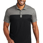 Port Authority Mens Fine Pique Blocked Moisture Wicking Short Sleeve Polo Shirt - Deep Black/Heather Charcoal Grey