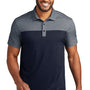 Port Authority Mens Fine Pique Blocked Moisture Wicking Short Sleeve Polo Shirt - River Navy Blue/Heather River Navy Blue