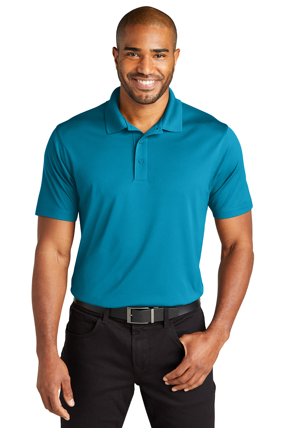 Port Authority K863 Mens C-Free Performance Moisture Wicking Short Sleeve Polo Shirt Parcel Blue Model Front