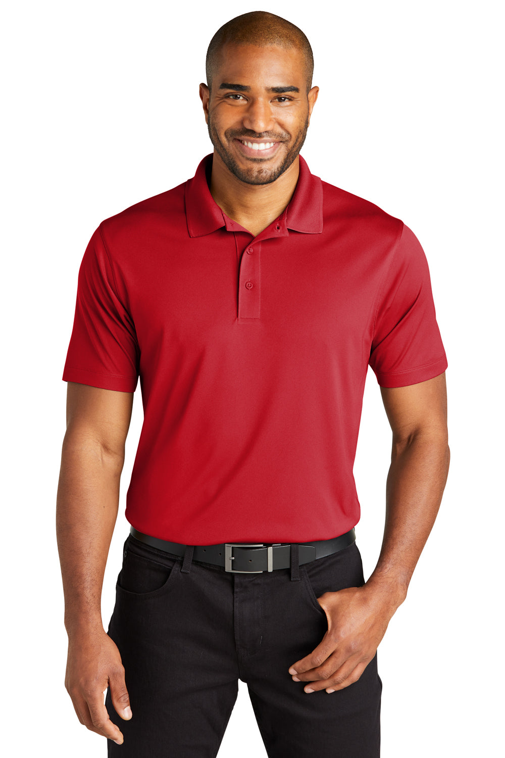 Port Authority K863 Mens C-Free Performance Moisture Wicking Short Sleeve Polo Shirt Rich Red Model Front