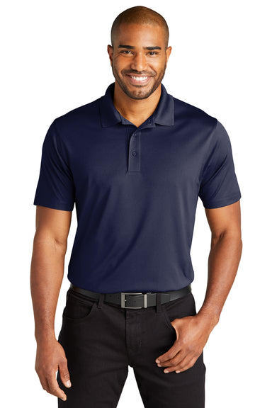 Port Authority K863 Mens C-Free Performance Moisture Wicking Short Sleeve Polo Shirt True Navy Blue Model Front