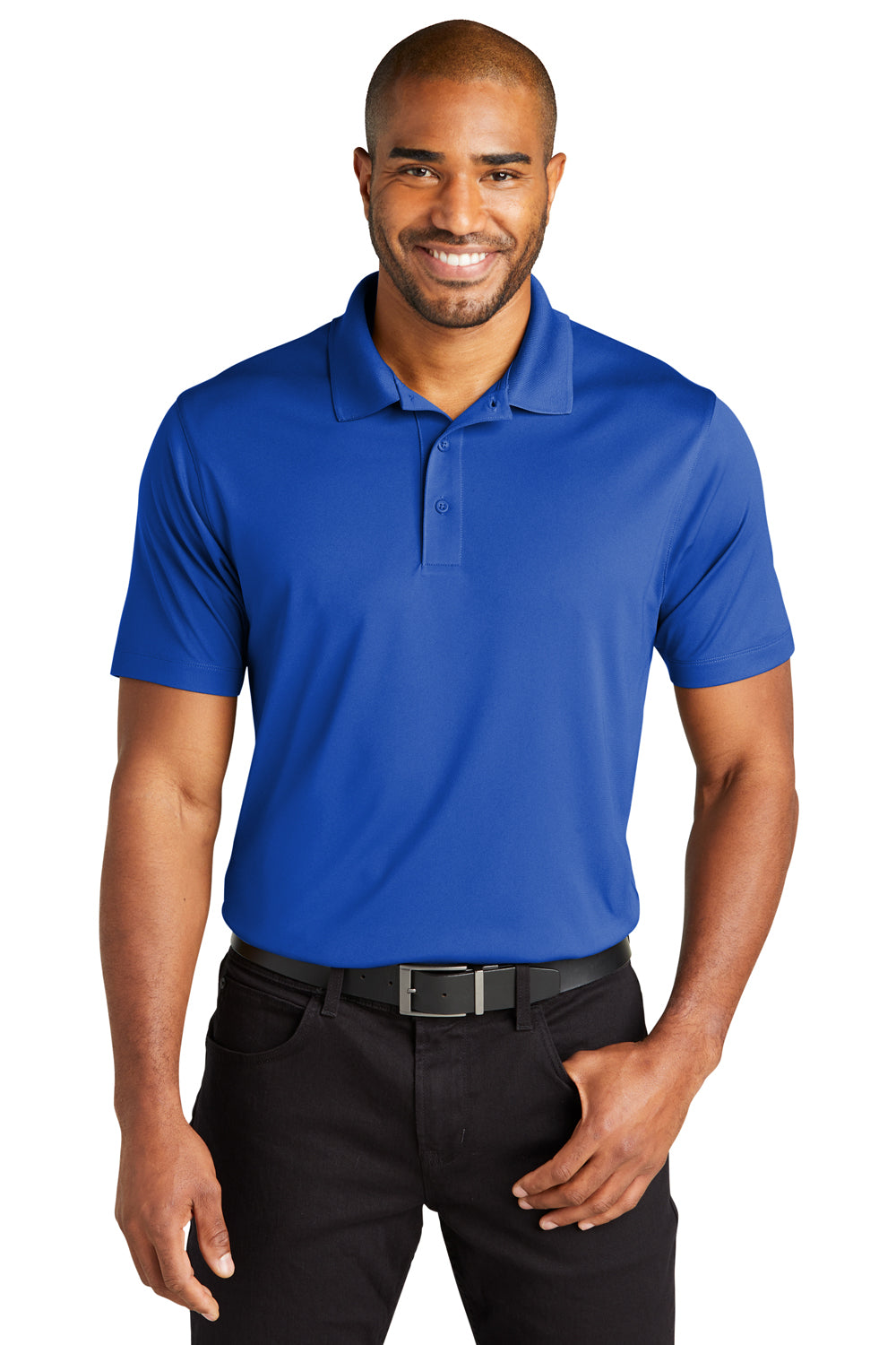 Port Authority K863 Mens C-Free Performance Moisture Wicking Short Sleeve Polo Shirt True Royal Blue Model Front