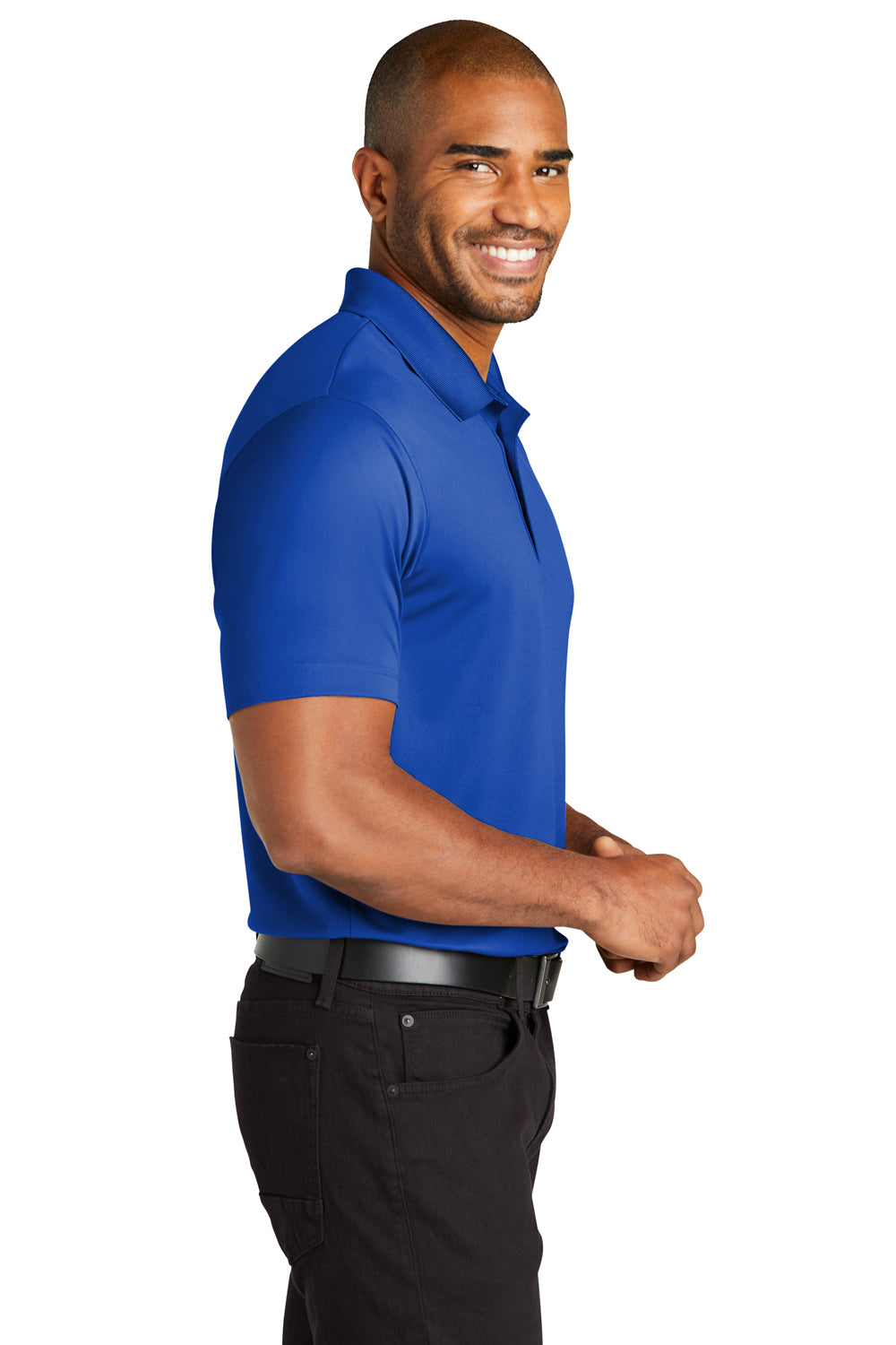 Port Authority K863 Mens C-Free Performance Moisture Wicking Short Sleeve Polo Shirt True Royal Blue Model Side