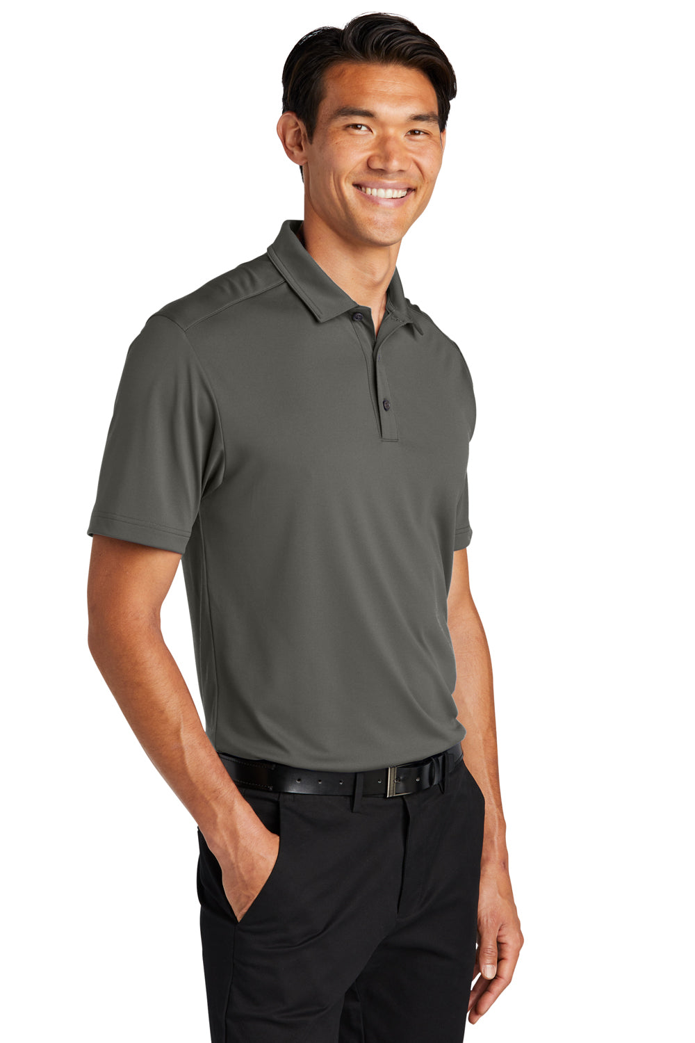 Port Authority K864 Mens C-Free Performance Moisture Wicking Short Sleeve Polo Shirt Steel Grey Model 3q