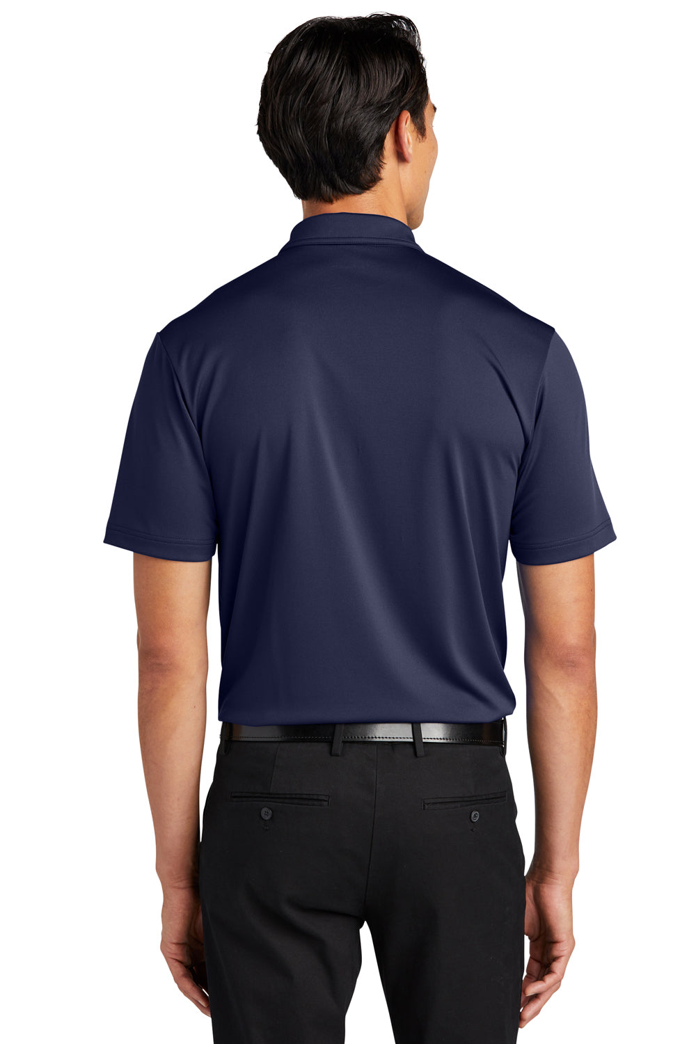 Port Authority K864 Mens C-Free Performance Moisture Wicking Short Sleeve Polo Shirt True Navy Blue Model Back