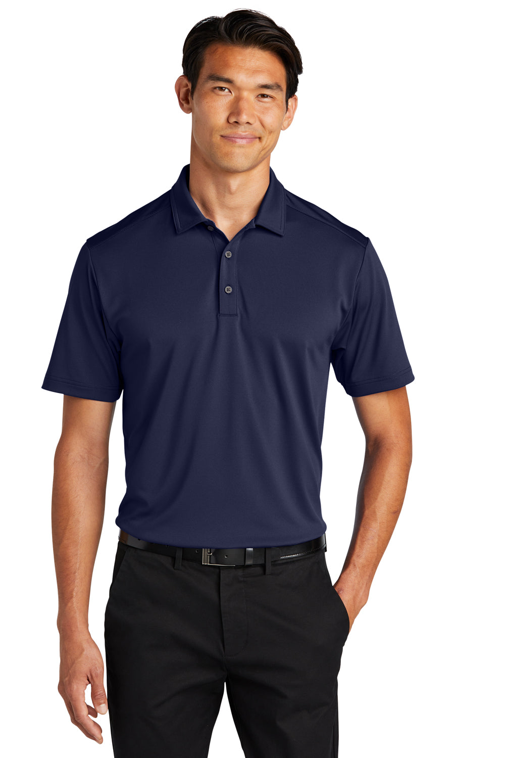 Port Authority K864 Mens C-Free Performance Moisture Wicking Short Sleeve Polo Shirt True Navy Blue Model Front