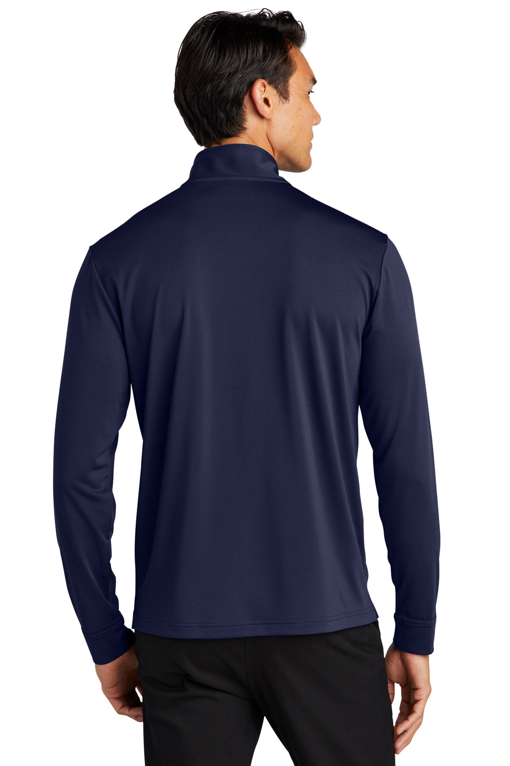 Port Authority K865 Mens C-Free Performance Moisture Wicking 1/4 Zip Sweatshirt True Navy Blue Model Back