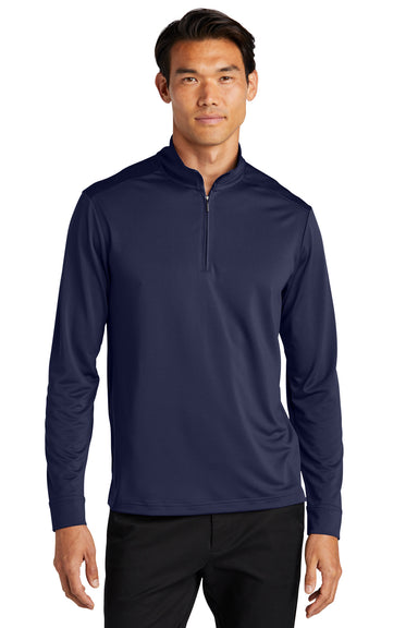 Port Authority K865 Mens C-Free Performance Moisture Wicking 1/4 Zip Sweatshirt True Navy Blue Model Front