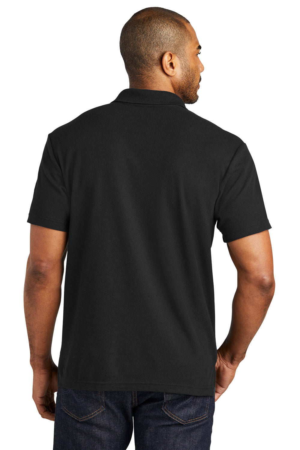 Port Authority K867 Mens C-FREE Pique Short Sleeve Polo Shirt Black Model Back