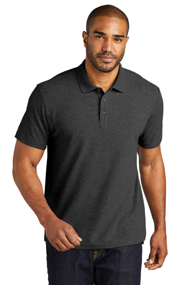 Port Authority K867 Mens C-FREE Pique Short Sleeve Polo Shirt Heather Charcoal Grey Model Front