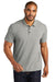 Port Authority K867 Mens C-FREE Pique Short Sleeve Polo Shirt Heather Deep Smoke Grey Model Front