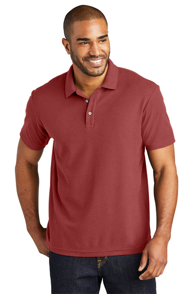 Port Authority K867 Mens C-FREE Pique Short Sleeve Polo Shirt Garnet Red Model Front