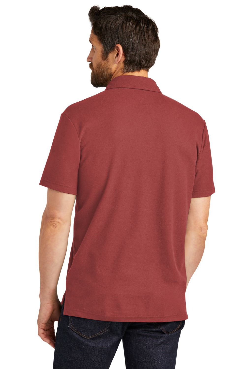 Port Authority K868 Mens C-FREE Pique Short Sleeve Polo Shirt w/ Pocket Garnet Red Model Back